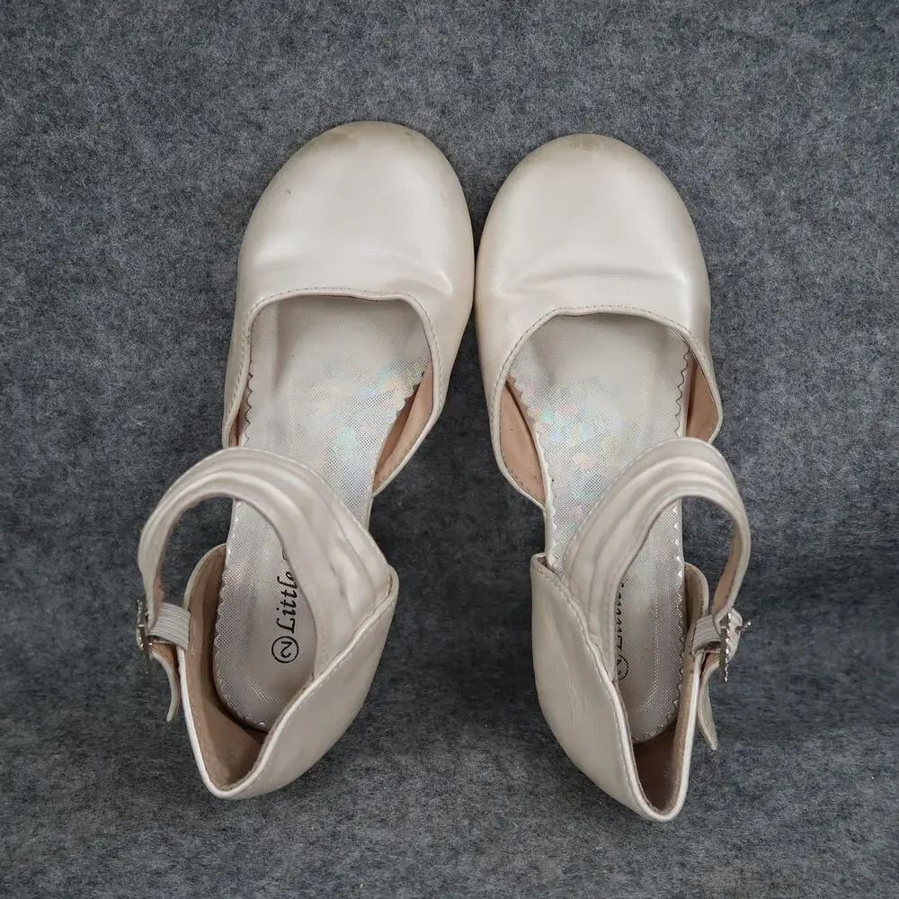 Little Angel Shoes Kids Girls 2 Dress Formal Low Wedge Heels Round Toe Buckle